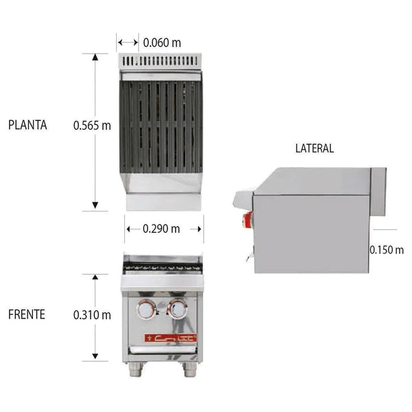 Coriat ACH-1 PETIT Asador a Gas 2 Quemadores Abiertos Piedra Refractaria Envio por Cobrar